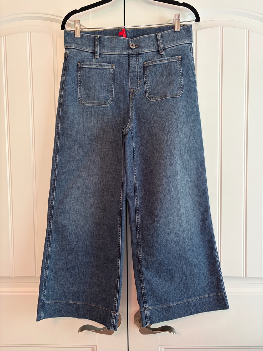 SPANX SPANXshape™ EveryWear Cropped Wide Leg Jeans Women's Size M Blue Stretch - Picture 4 of 15